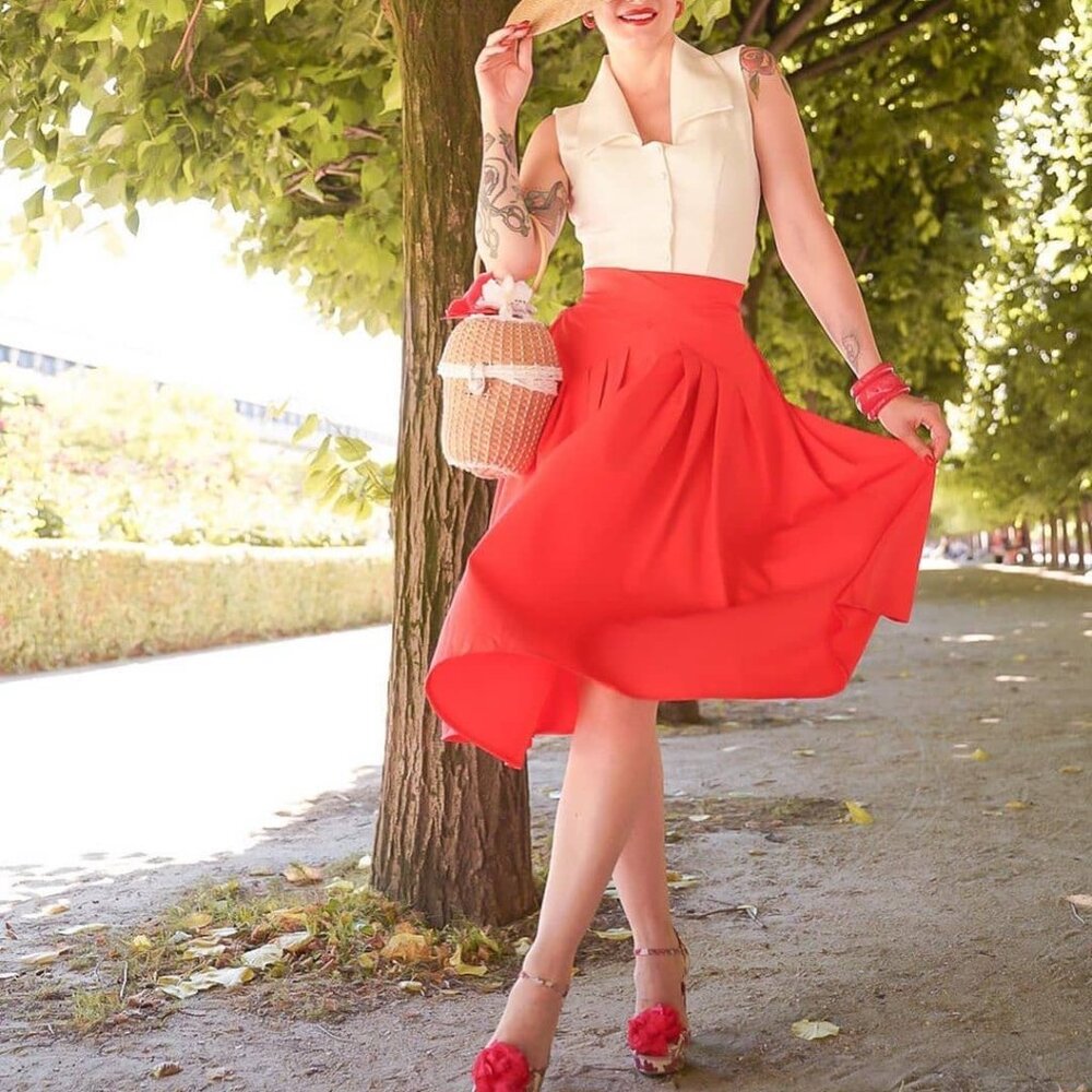NWT Miss Candyfloss Cassidy-coral Swing Skirt L